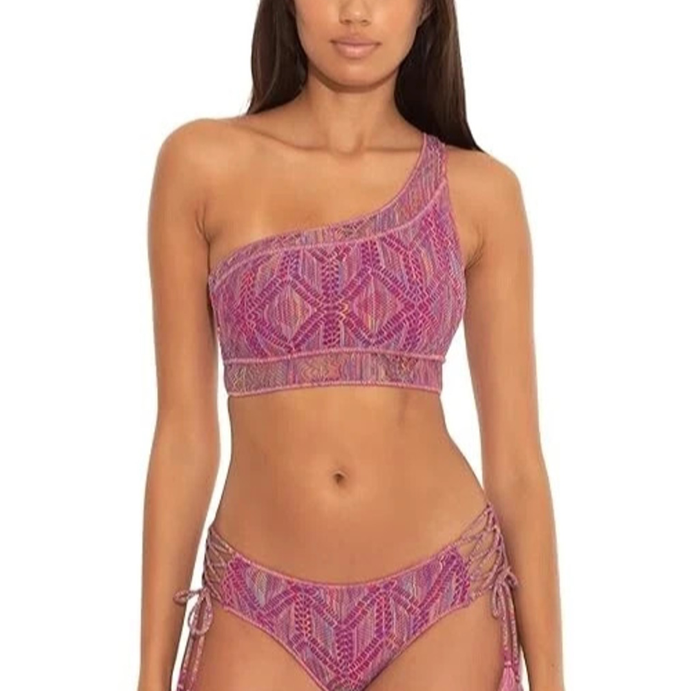 Becca by Rebecca Virtue Mosaic Adeline Crochet Top Y2K Raspberry Large A005607